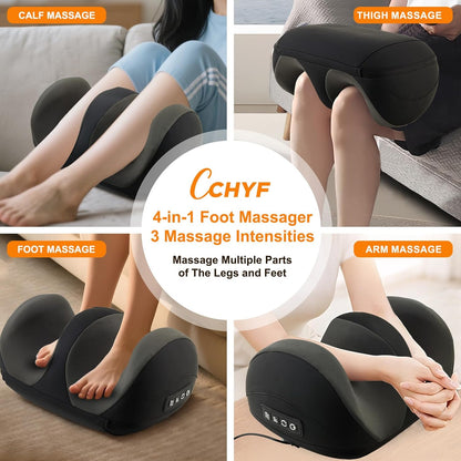 Shiatsu Foot Massager, Foot and Calf Massager with Heat, Black | 3 Intensity Levels, Heating, Auto Shut Off, for Feet, Calves, Arms and Ankles, for Plantar Fasciitis, Pain Relief