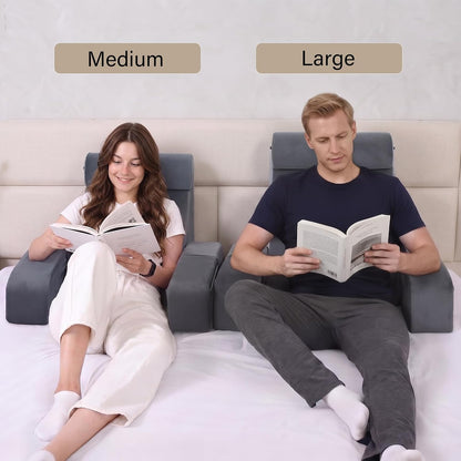 ENITYA 21" Reading Pillow for Bed with Firm Back Support & Big Pockets