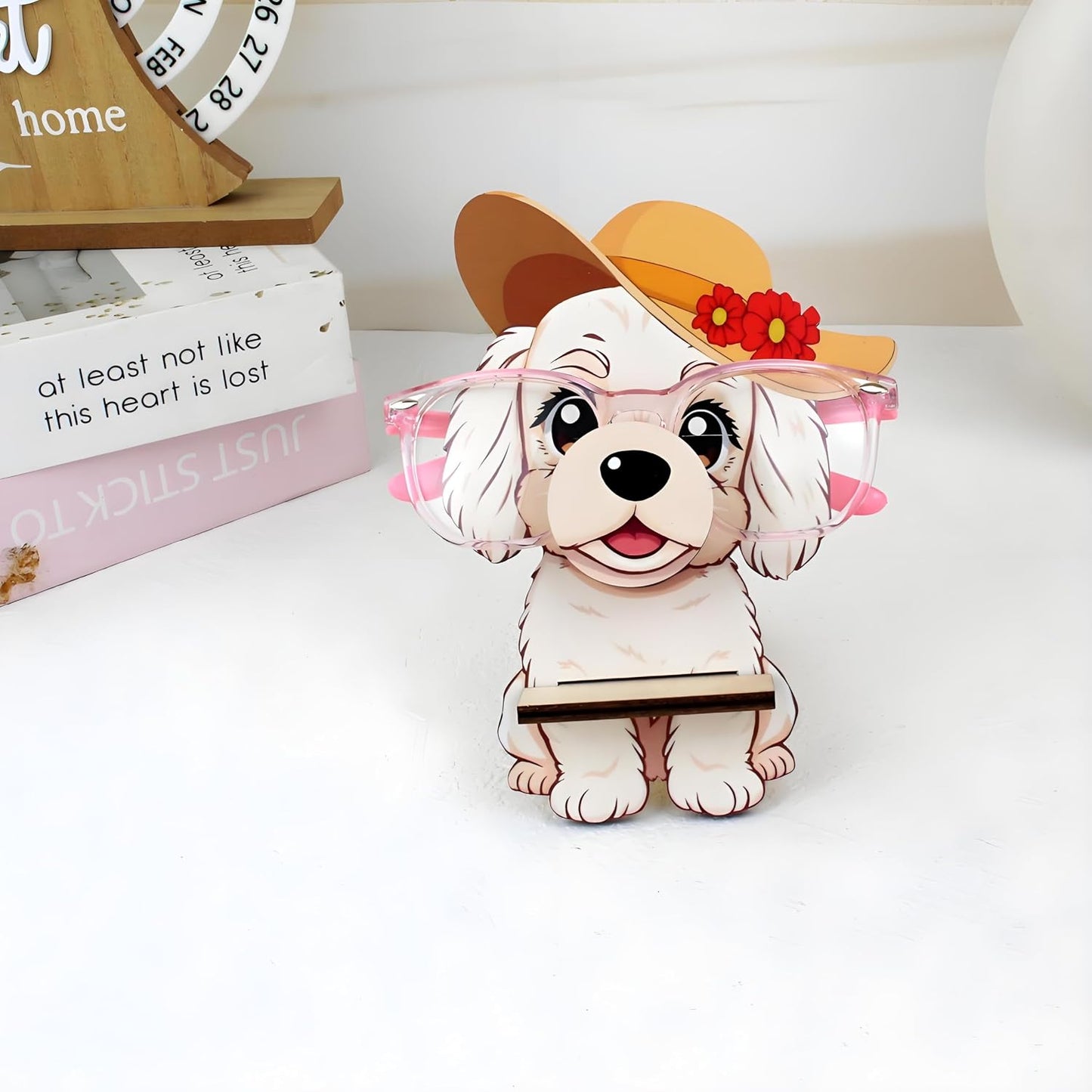 Poodle Eyeglass Holder Cute Dog Stand Eyewear Organizer, Securely Hold Eyeglasses for Office Bedside Nightstand Desk Home Decor Gifts