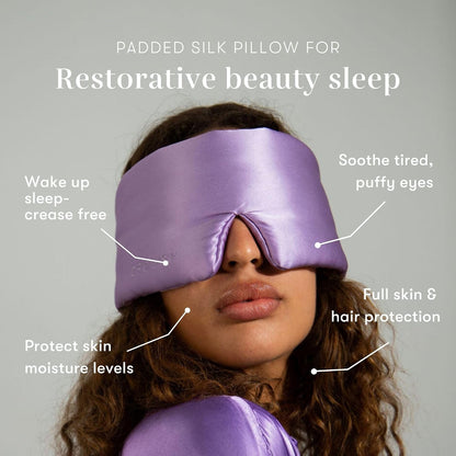 DROWSY Silk Sleep Mask - Face-Hugging, Padded Cocoon for Luxury Sleep in Total Darkness - 100% Pure Mulberry Silk, Skin-Hydrating & Adjustable (Midnight Blue)