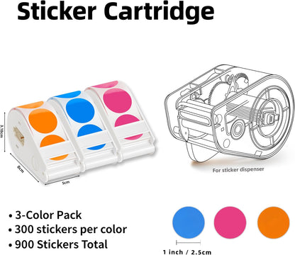 300 PCS Blue Dot Stickers with Sticker Dispenser,Round Coding Labels Circle Dots Labels Stickers,Circle Dot Stickers Label Sticker for Office,Classroom,Small Business,Papers