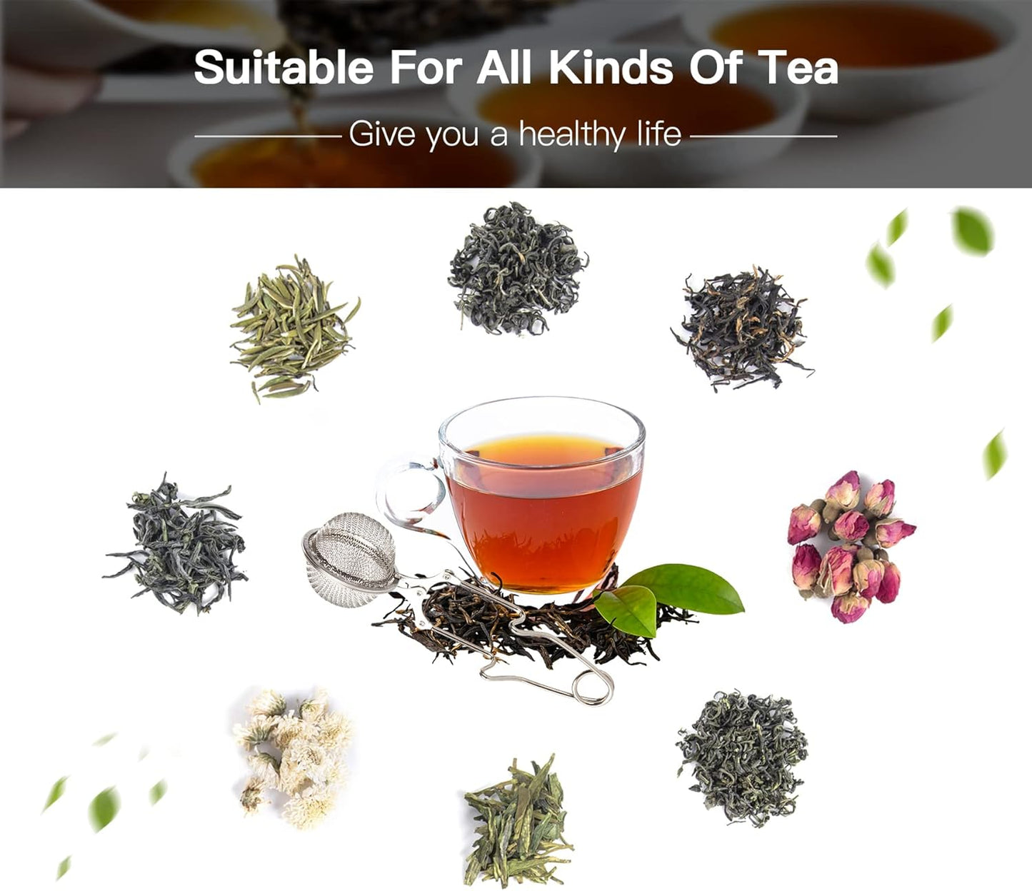 Snap Ball Tea Strainer, Exptolii 3 Pack Stainless Steel Tea Infuser Filter with Handle for Loose Leaf Tea, Spices, Seasonings