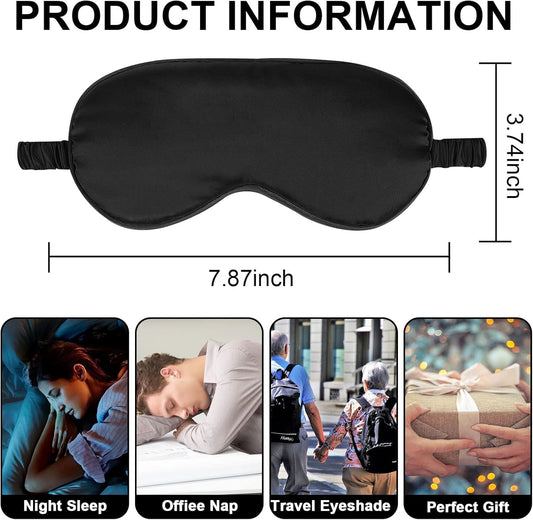 IEKEODI 2 Pack Sleep Masks, Blackout Eye Masks for Sleeping, (Black+Purple) | Silky Soft Comfort, Light Blocking Blindfold Design, Gentle Elastic Fit, Smooth Skin Feel, Travel and Nap Ready