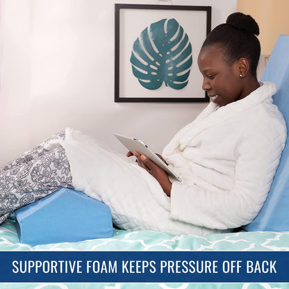 DMI Leg Elevation Bolster Pillow, Ankle and Knee Support, Leg Elevation, Back, Lumbar and Neck Relief, 16.5 x 10 x 7 in, Blue