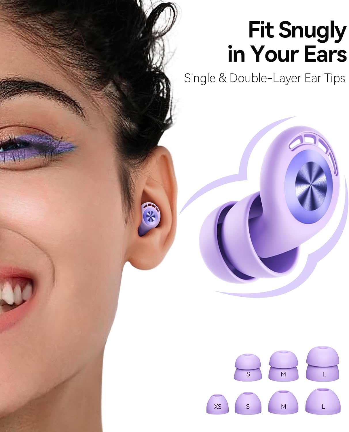 Ear Plugs for Sleeping 50dB Earplugs Noise Cancelling Ear Plugs for Noise Reduction Concerts Soft Reusable Silicone Earplugs for Snoring Side Sleepers Shooting Airplanes with 7 Eartips Case