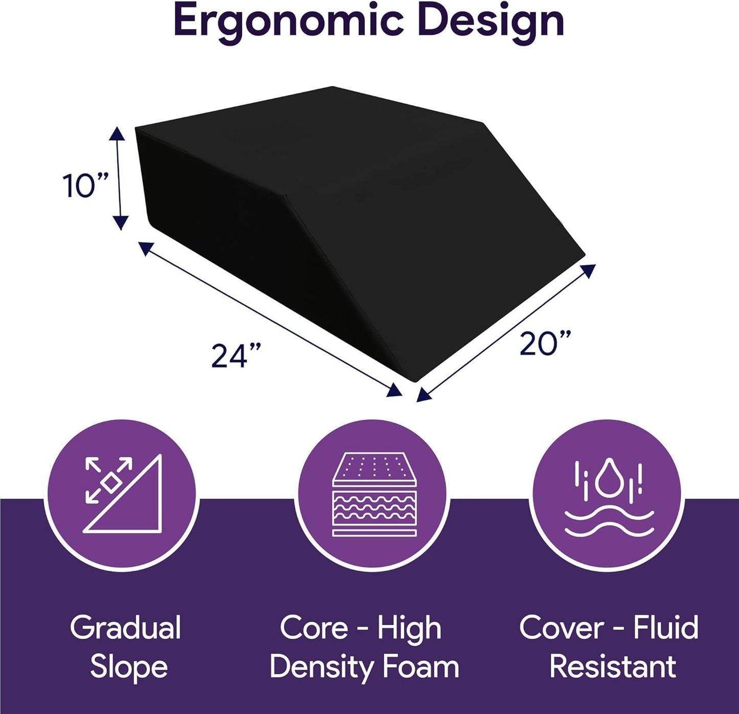 ProHeal Leg Elevation Pillow - Foam Bolster Leg Pillow - Knee, Hip, and Back Support - Promotes Healthy Blood Circulation and Body Positioning - 20” x 24” x 10”