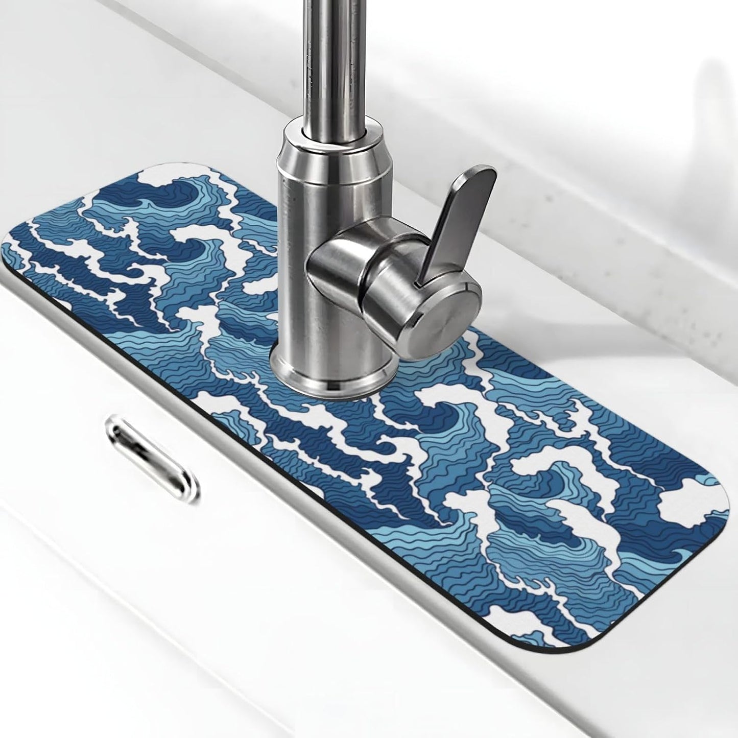 Wildflowers Floral Flower Kitchen Sink Splash Guard Faucet Mat Super Absorbent Fast Drying Mat Sink Gadgets-Fast Drying Pad Sink Mat For Kitchen Bathroom (15" X 5.5" )