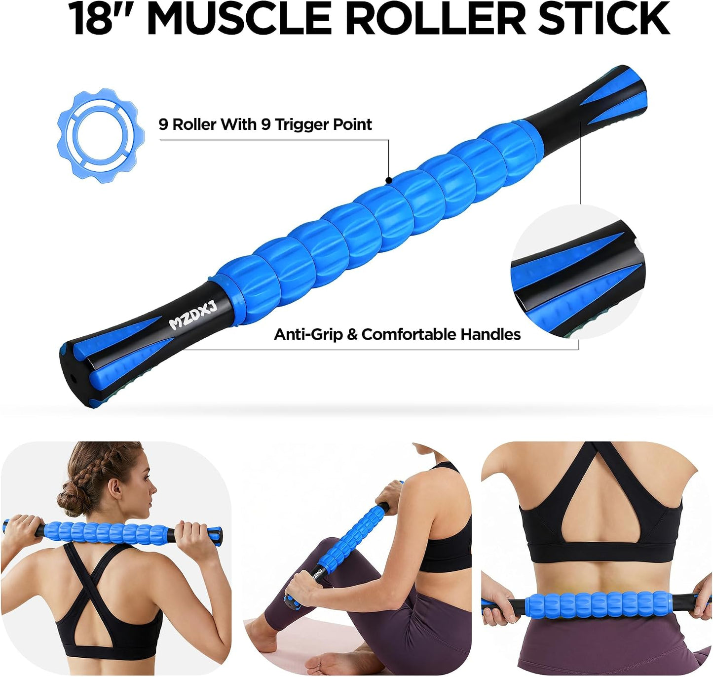 Wooden Cellulite Massage Roller for Legs and Thighs - Handheld Fascia Blaster Tool for Muscle Relief, Lymphatic Drainage & Body Sculpting - Anti Cellulite Massager for Women and Men (12 Wheel)