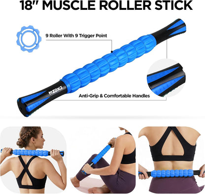 Wooden Cellulite Massage Roller for Legs and Thighs - Handheld Fascia Blaster Tool for Muscle Relief, Lymphatic Drainage & Body Sculpting - Anti Cellulite Massager for Women and Men (12 Wheel)