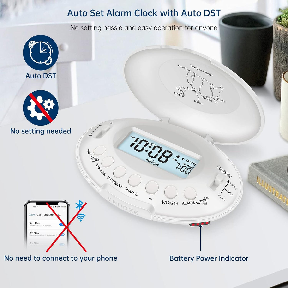 DreamSky Vibrating Alarm Clock for Heavy Sleepers Adults Under Pillow