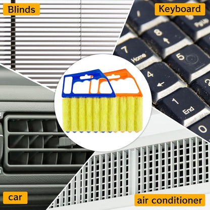 4Pcs Window Venetian Blind Cleaner Duster Tool,Venetian Washable Mini Handheld Brush,7 Fingers Dusting Cleaner and Air Vent Cleaner for Wood Blinds,Air Conditioner Vents,Fans Vents