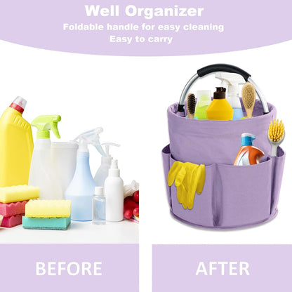 17L Cleaning Caddy with Handle, Cleaning Supplies Organizer, Foldable Storage Basket, Cleaning Supply Caddy, Portable Multi Cleaning Bucket Bag for Home, Garden (Blue)