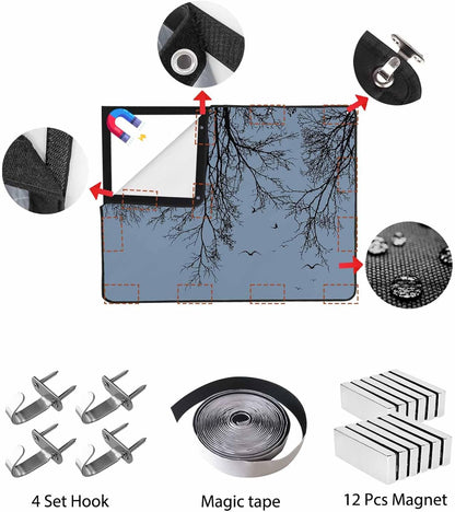 Magnetic Fireplace Cover Tree Branches Bird Fireplace Screen Decorative Brown Black Twigs Deadwood Insulation Fireplace Blocker Save Energy Fireplace Draft Stopper Covers for Living Room 45x34 Inch