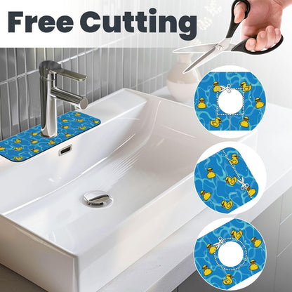Aquamarine Blue Mexican Tiles Faucet Splash Guard Mat for Kitchen Sink 15x5.5" - Colors B