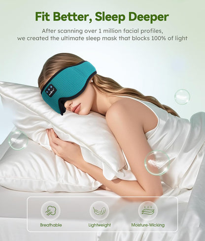 MUSICOZY 3D Sleep Headphones Bluetooth 5.4 Sleep Mask with HD Speakers