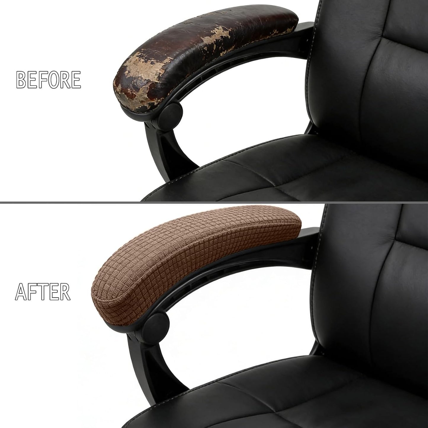 Melaluxe Office Chair Armrest Covers, Stretchable Removable Washable Chair Arm Covers, Elastic Desk Computer Gaming Chair Arm Rest Protector Slipcovers (Black)