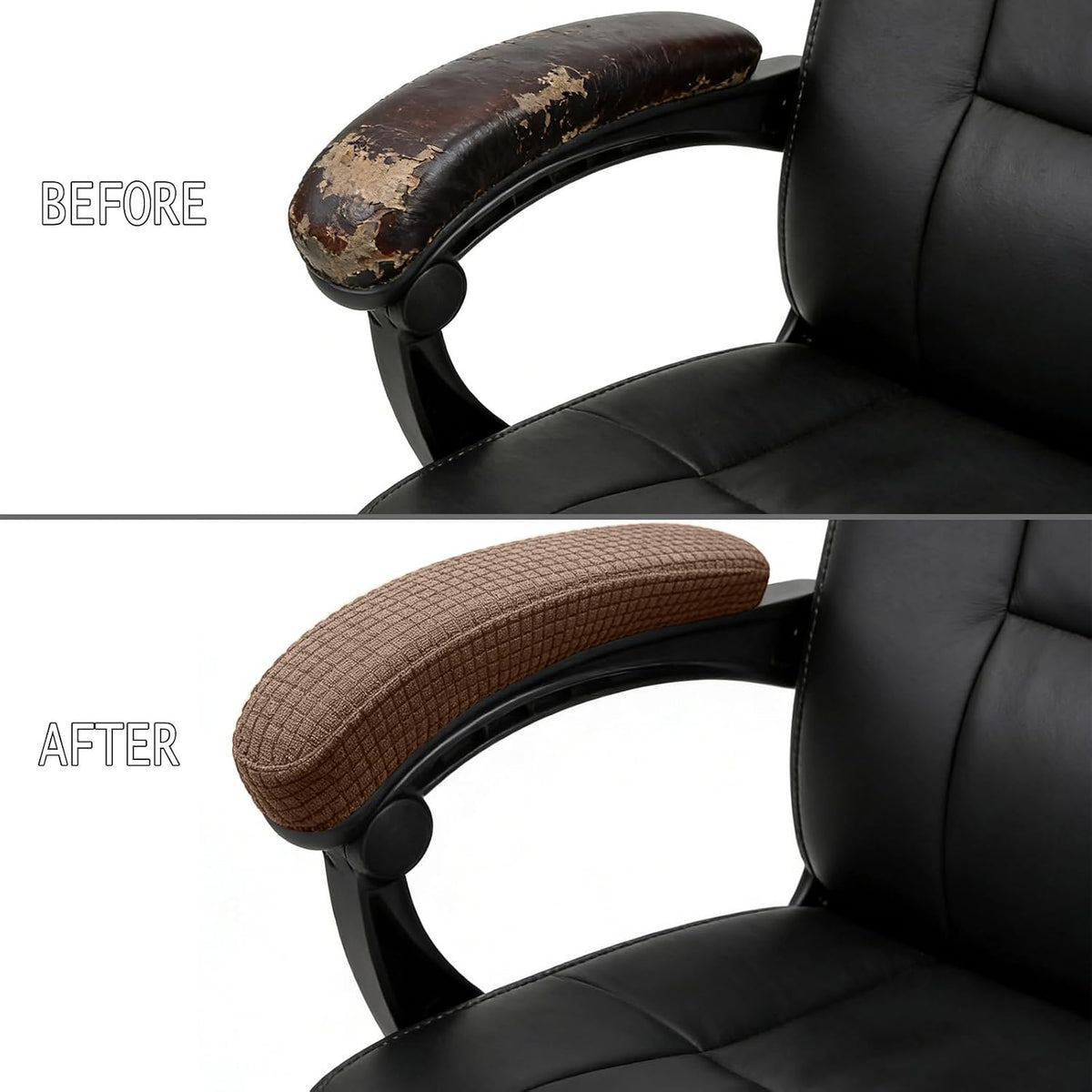 Melaluxe Office Chair Armrest Covers, Stretchable Removable Washable Chair Arm Covers, Elastic Desk Computer Gaming Chair Arm Rest Protector Slipcovers (Black)
