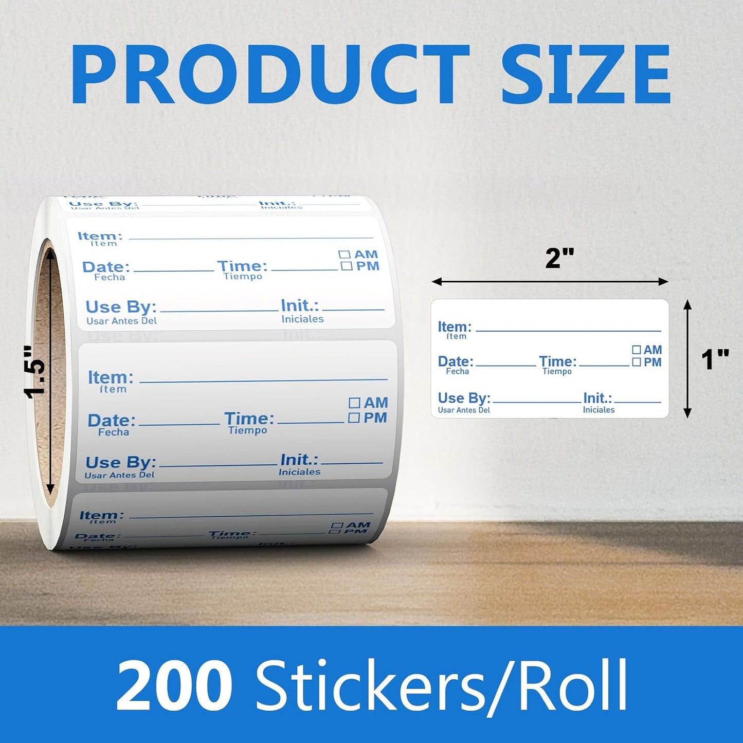2"x1" Instantly Dissolvable Food Labels Roll 200 Pcs | Fast Dissolve in 30 Sec, Zero Residue, Removable Freezer Labels for Food Storage Containers Perfect for Jar Bottles Glass