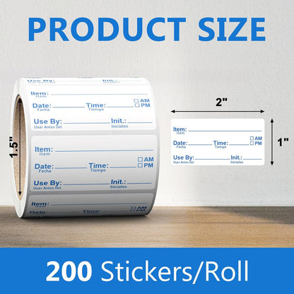 2"x1" Instantly Dissolvable Food Labels Roll 200 Pcs | Fast Dissolve in 30 Sec, Zero Residue, Removable Freezer Labels for Food Storage Containers Perfect for Jar Bottles Glass