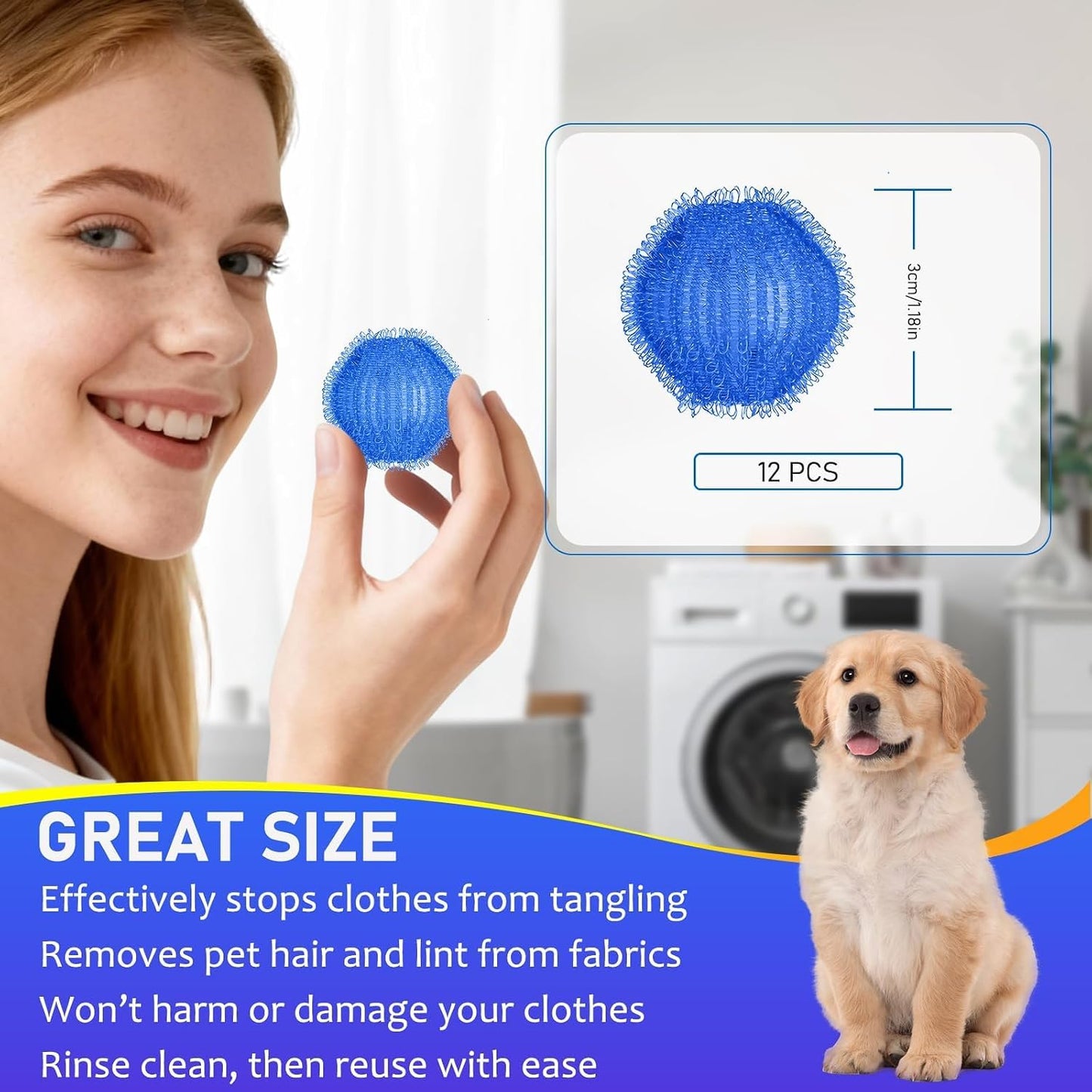 Pet Hair Remover for Laundry, Hair Catcher for Washing Machine, 12PCS | Washing Machine Fur Catcher, Dog Hair Remover for Laundry & Cat Laundry Pet Hair Catcher for Clothes, Towels & Blankets