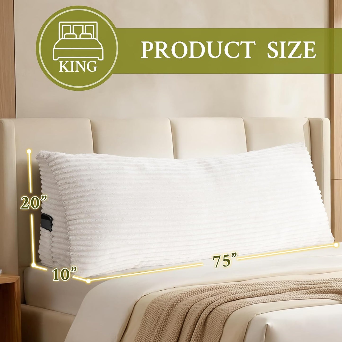 Headboard Pillow Queen, Headboard Wedge Pillow, Back Rest Pillows for Sitting, Reading, Working, Triangle Pillow with Removable Cover, Daybed Pillows for Bed Dorm Sofa, Dark Grey