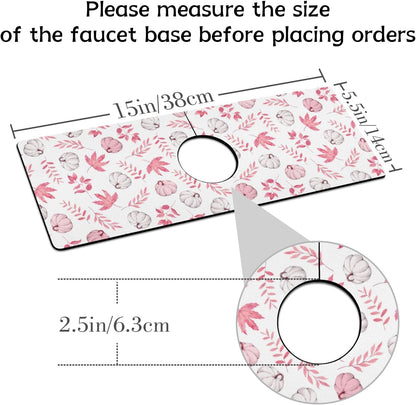 Light Brown White Checkered Kitchen Sink Splash Guard Faucet Mat,Faucet Non-Slip Absorbent Mat,Farmhouse Sink Splash Guard Behind Faucet for Kitchen Bathroom, 15"x5.5"