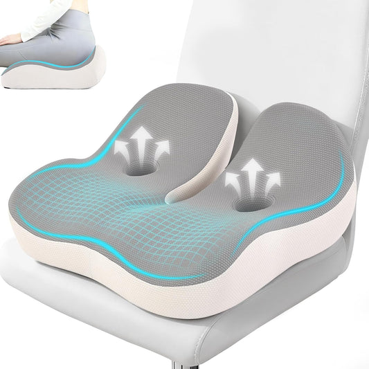 Seat Cushion, Memory Foam for Sit Bone and Back Pain Relief