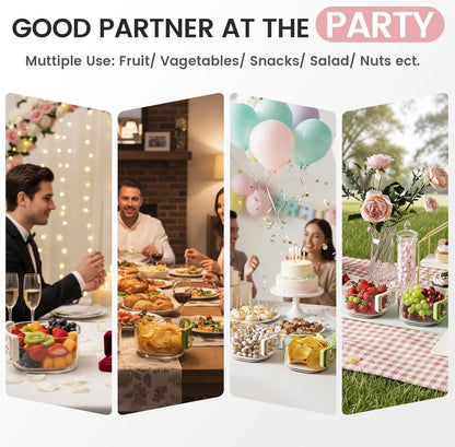 2-Pack Plastic Colander Strainer with Adjustable Vent Lid, Fridge Storage Container and Food Organizer Bin, Multi-use Veggie Tray Fruit Platter for Party