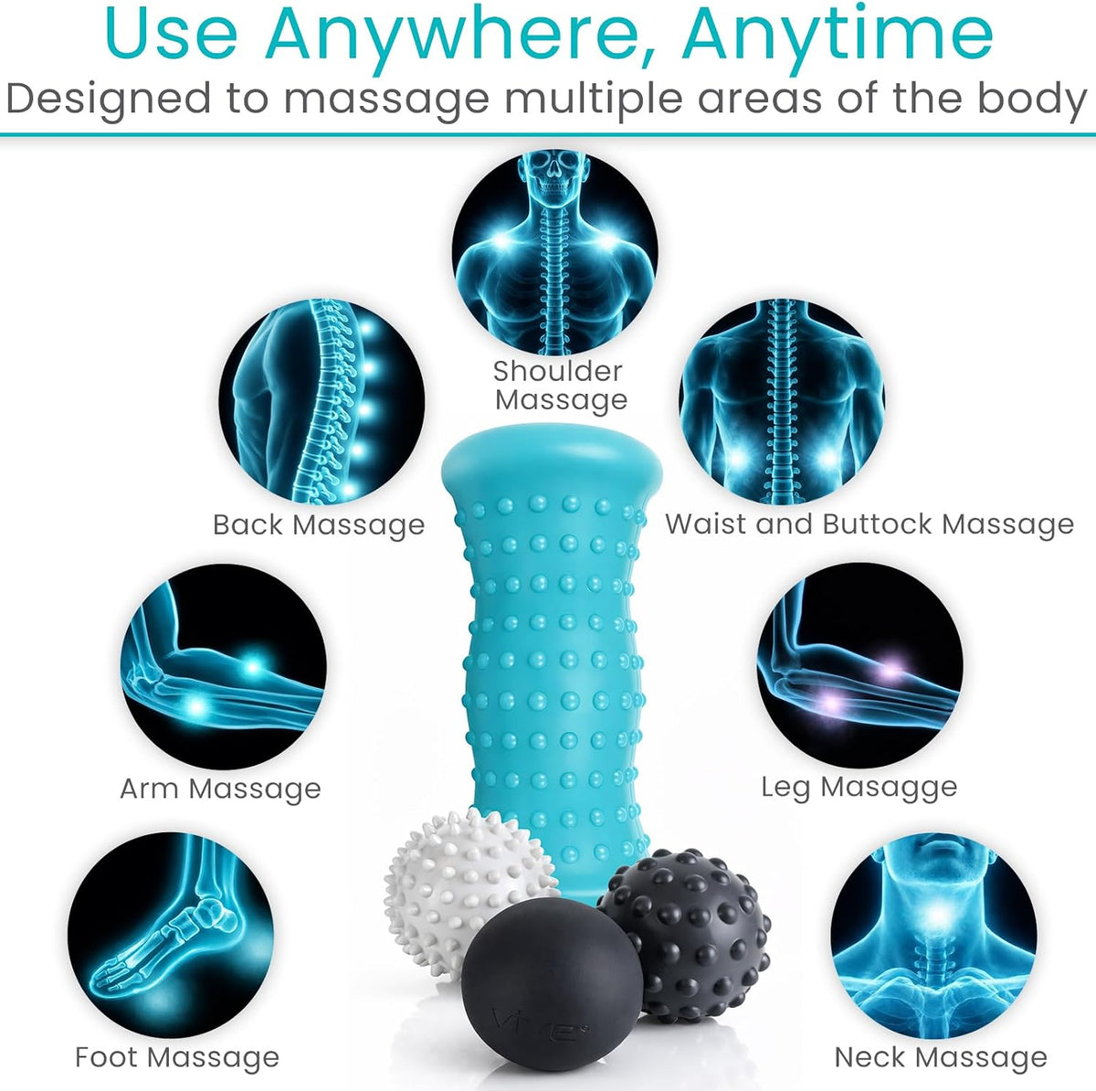 Vive Massage Ball Set (4 Piece) - Plantar Fasciitis Relief Foot Pain Hot