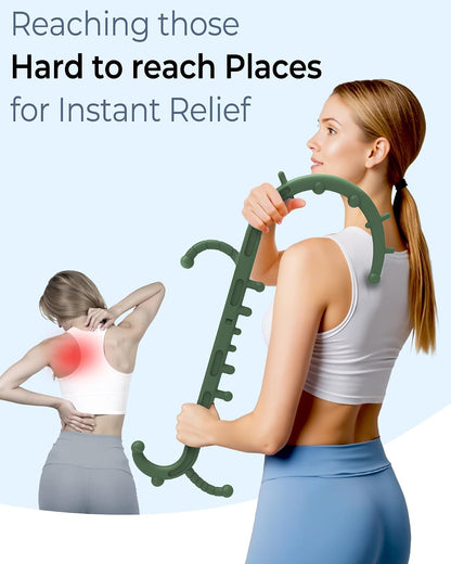 Back and Neck Massager for Pain Relief Deep Tissue, Upgraded Full Body Trigger Point Cane Massage Tools, Therapy Massage Stick Pressure Point Hook, Muscle Knot Remover Tool (Black)