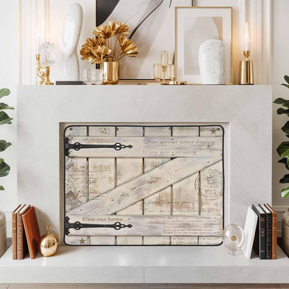 Magnetic Fireplace Cover Barn Gate Fireplace Screen Decorative Farmhouse Wood Grain Walls Door Insulation Fireplace Blocker Save Energy Fireplace Draft Stopper Covers for Living Room 36x30 Inch