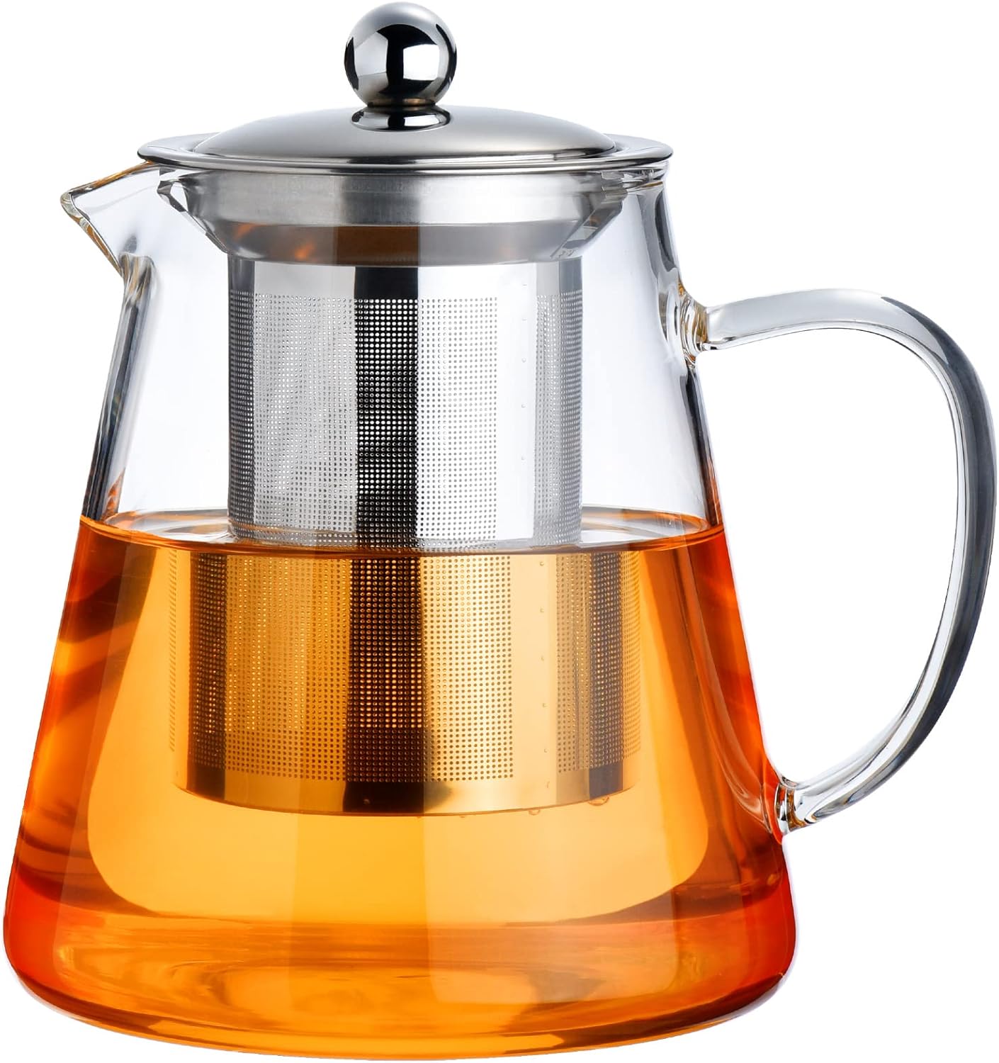 PARACITY Glass Teapot Stovetop 22 OZ/650ml, Tea pot with Removable 18/8 Stainless Steel Infuser, Borosilicate Clear Tea Kettle, Teapot Blooming and Loose Leaf Tea Maker Tea Brewer for Camping, Travel | Clear small tea kettle with infuser and tea pot with