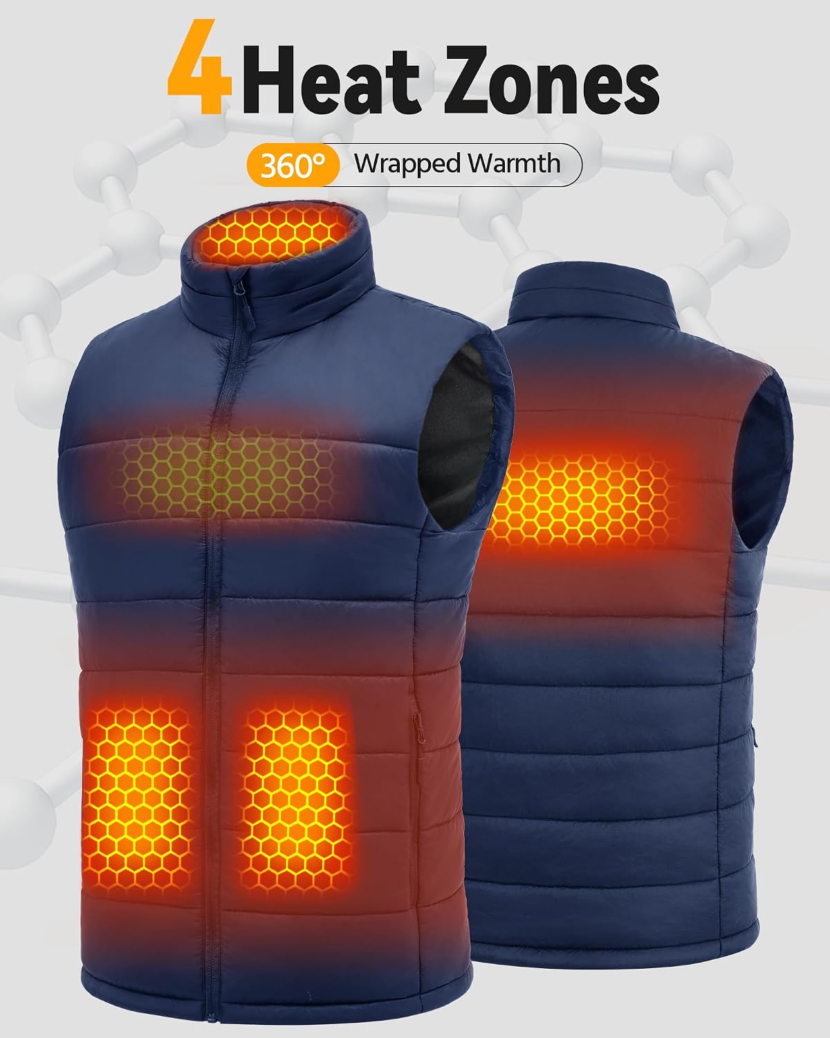 Wulcea Graphene Heated Vest For Men 7.4V Fast Charge Large Capacity Battery