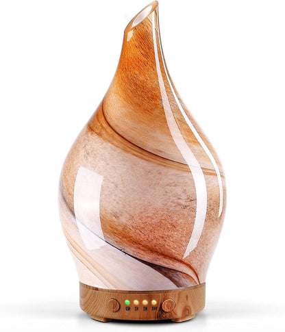 Porseme Oil Diffuser 3D Glass Aromatherapy Ultrasonic Humidifier, Air Refresh Auto Shut-Off, Timer Setting, BPA Free for Home Hotel Yoga Leisure SPA Gift 150ml Last 6H - Colors A