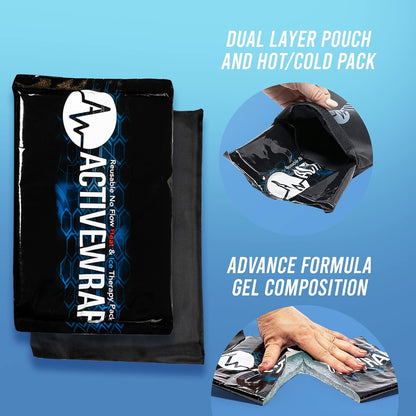 ActiveWrap Ultra Flex Ice & Heat Pack, Large (7" x 10") – Gel Ice Packs Reusable for Knee & Shoulder, Hot & Cold Therapy, Flexible No-Flow Gel, Includes Nylon Protective Pouch (2 Count)