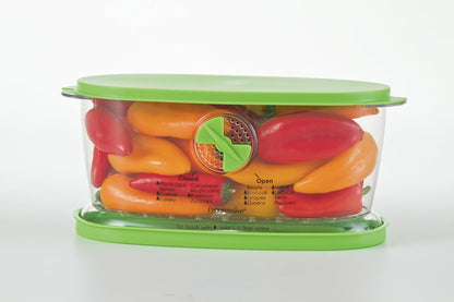 PrepSolutions Fresh Fruit & Vegetable Keeper, Green – Airtight Container with Vent for Prolonged Freshness | Airtight Storage Container Features Adjustable Vent for Prolonged Freshness, BPA-Free and Dishwasher Safe