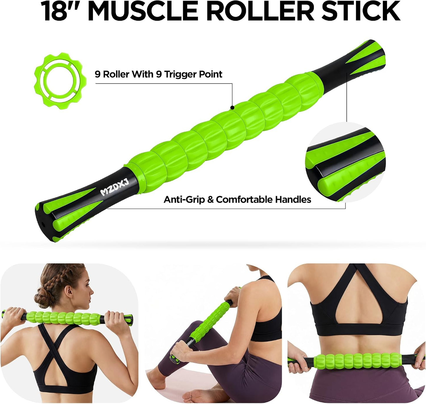 Wooden Cellulite Massage Roller for Legs and Thighs - Handheld Fascia Blaster Tool for Muscle Relief, Lymphatic Drainage & Body Sculpting - Anti Cellulite Massager for Women and Men (12 Wheel)