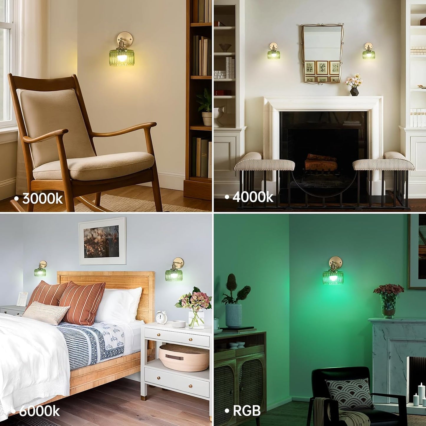 Shenmoyl Battery Operated Wall Sconce with Green Striped Shade Pattern Glass Adjustable Chain Retro Gold Wall Mounted Light, Modern Wall Lamp Fixtures Decor for Bedside Bedroom Indoor Doorway