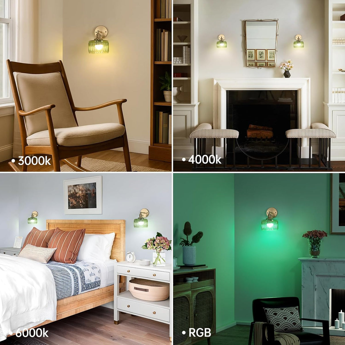 Shenmoyl Battery Operated Wall Sconce with Green Striped Shade Pattern Glass Adjustable Chain Retro Gold Wall Mounted Light, Modern Wall Lamp Fixtures Decor for Bedside Bedroom Indoor Doorway