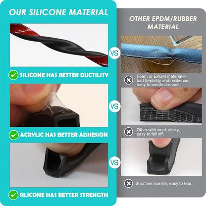 20FT Weather Stripping Door Seal, Self-Adhesive Silicone D-Shaped Seal Strip for Door Frame & Window Gaps, Soundproof Insulation Gap Filler