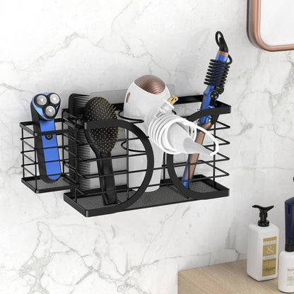 Hair Dryer Holder 3 in 1 Hair Tool Organizer - Blow Dryer Holder | Djustable Height Wall Mounted/Cabinet Door Bathroom Organizer Under Sink for Hair Dryer, Flat Irons, Curling Wands