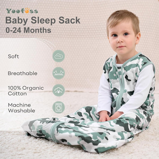 Yoofoss Baby Sleep Sack 0-6 Months Wearable Blanket for Babies 100% Organic Cotton 2-Way Zipper TOG 0.5 Toddler Sleeping Sack 3 Pack, Sleep Sacks