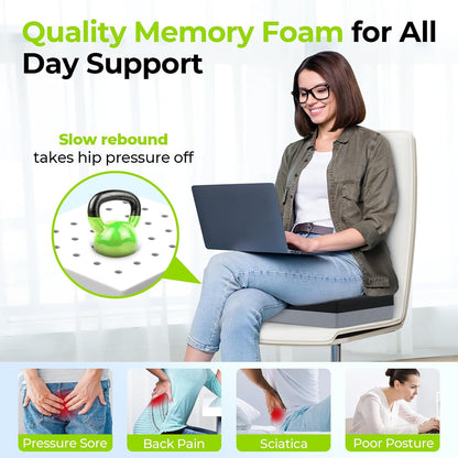 AUVON Ventilation Seat Cushion with Innovation Heat Dissipation Design, Wheelchair Cushion with Supportive Memory Foam, Waterproof & Anti-Slip Cover, Improve & Tailbone Comfort (Black, X-Large)