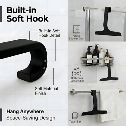 Bathroom Glass Shower Door Squeegee, Silicone & Metal, Black, 10"W x 9.2"L | Effortless, Time-Saving, Rustproof, Flexible, High Quality, Efficient, Cost-Effective, Multi-Functional, Wear-Resistant