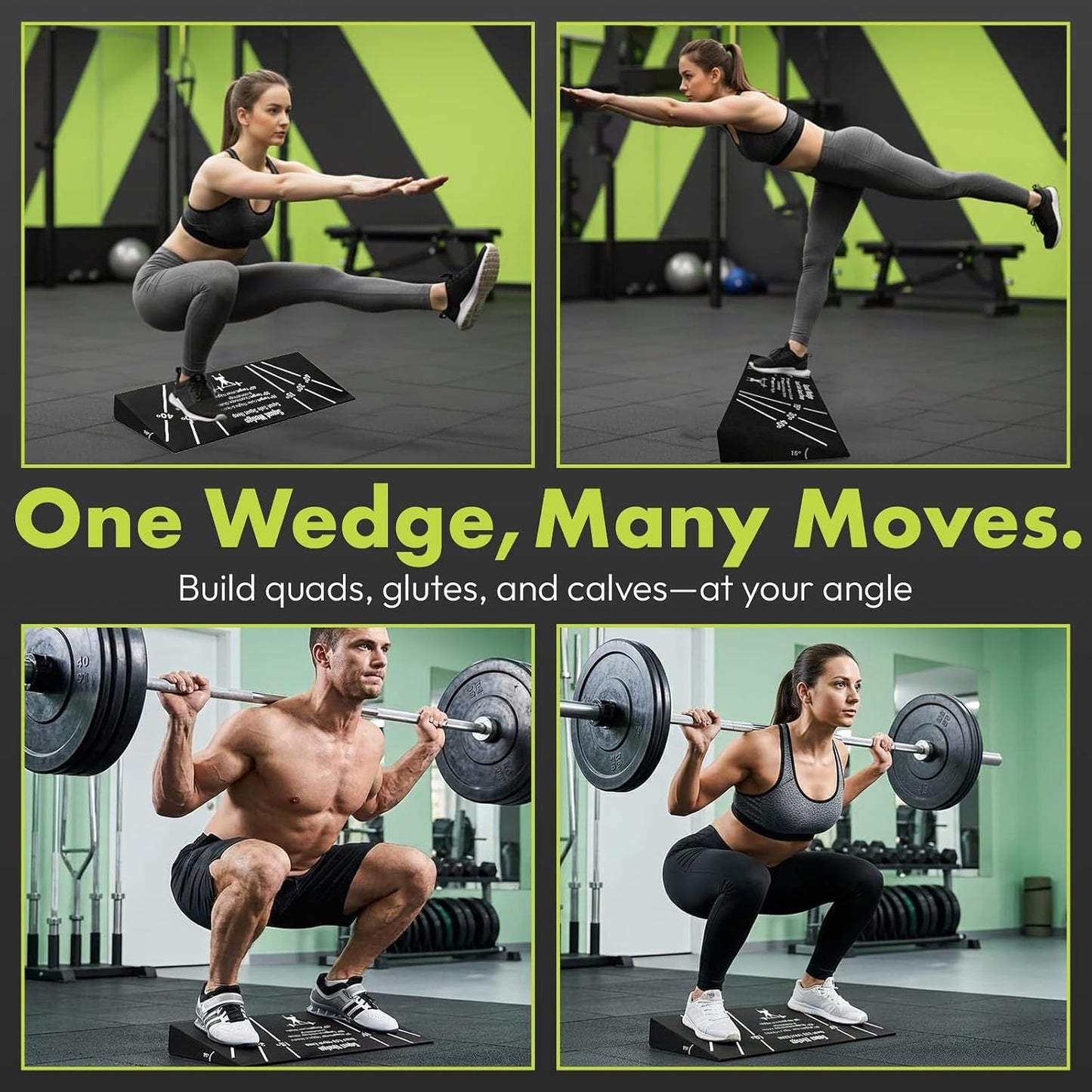 Squat Wedge Block – Non-Slip EVA Material Slant Board with 15°/30°/40° Angle Markings, 15° Heel-Elevated Incline Squat Wedge for Deep Squats & Calf Stretches (Gym, Home, Therapy & Yoga)