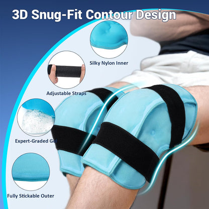 Comfytemp Large Knee Ice Pack Wrap Reusable Gel, FSA Eligible HSA, Full Coverage Knee Cold Compression Brace for Injuries, Pain Relief, Replacement Recovery, Arthritis, Surgery, Women Men Gift