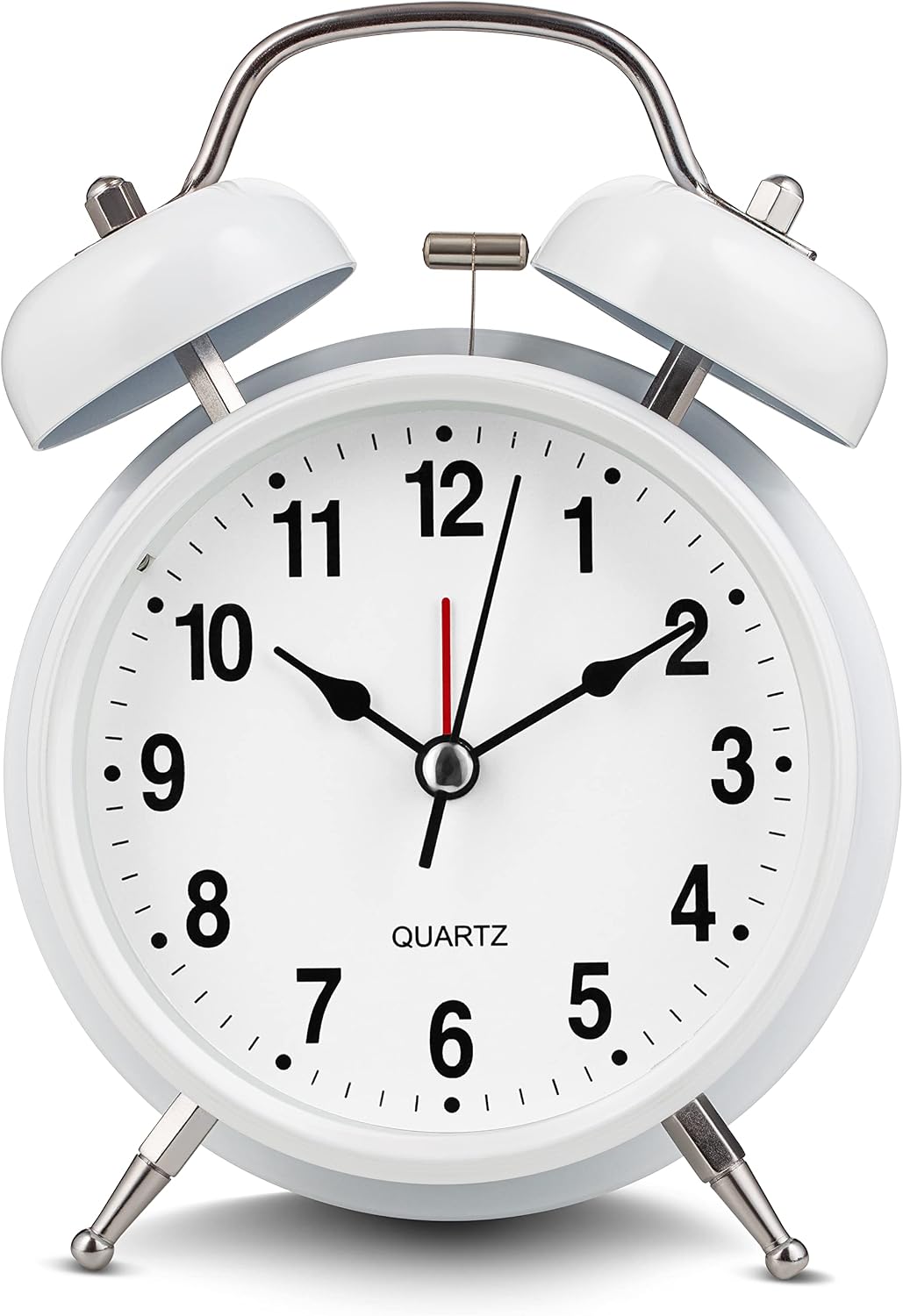 Bernhard Products Analog Alarm Clock 4" Twin Bell Vintage Navy Blue Silent Non-Ticking Quartz Battery Operated Extra Loud with Backlight for Bedside Table Desk, Retro Old Fashioned for Heavy Sleepers