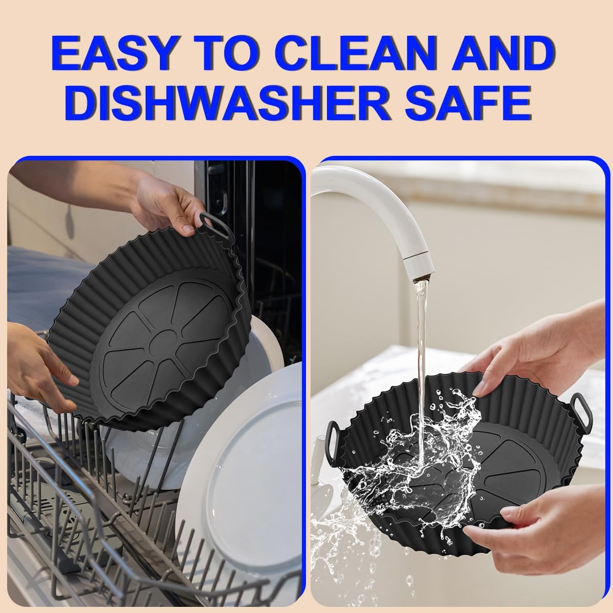 2 Pack 8 Inch Air Fryer Silicone Liners Pot,Air Fryer Basket Liners, Silicone Baking Tray Pots for 3 to 5 Qt for Air fryer Oven Reusable Baking Tray Oven Accessories (Gray)