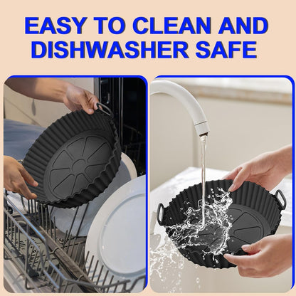 2 Pack 8 Inch Air Fryer Silicone Liners Pot,Air Fryer Basket Liners, Silicone Baking Tray Pots for 3 to 5 Qt for Air fryer Oven Reusable Baking Tray Oven Accessories (Gray)