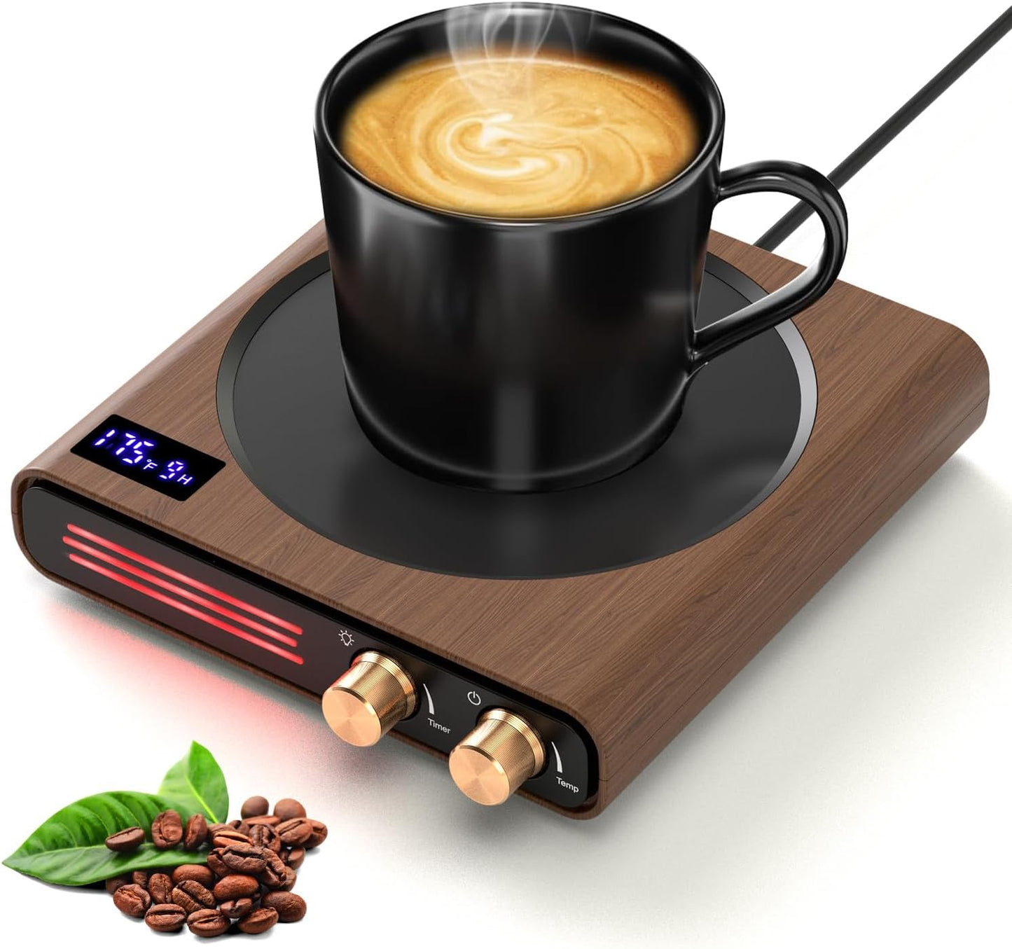 CEROBEAR 50W Retro Coffee Mug Warmer with 9 Temp Settings and LED Lights | 1-9Hrs Auto Shut Off Smart Candle Warmer, Large Heating Plate Beverage Warmer for Coffee, Tea, Milk, Ideal Coffee Gifts